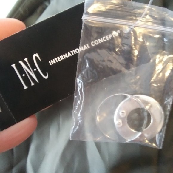 INC Floral Embroidered Trench Coat XXL NO BELT venetian moss green - Picture 5 of 15